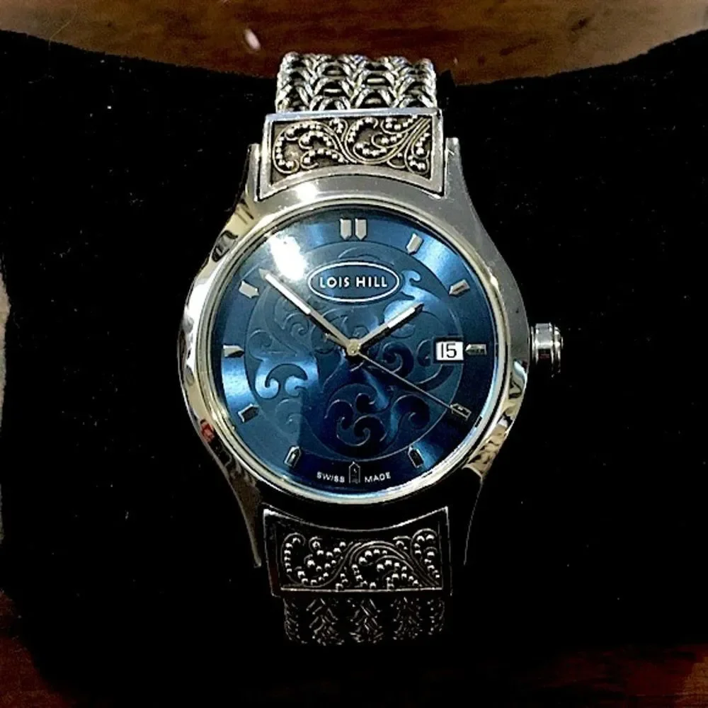 LOIS HILL Sterling Silver Watch Blue Face - Picture 13 of 13
